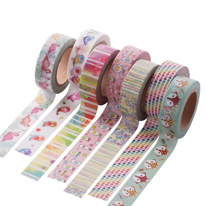 

Korean Stationery Creative Love Heart Pink Flamingos Kawaii Birds Fox Animals Decorative Diy Scrapbooking Washi Masking Tape