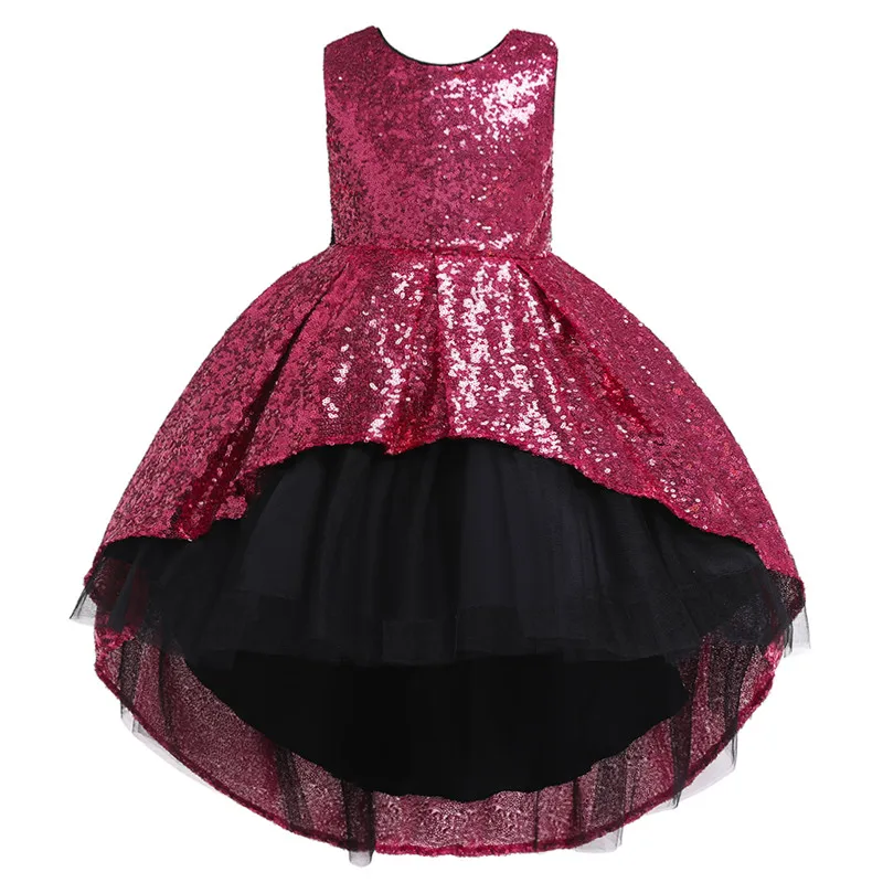 Платье для девочек Одежда для дня рождения на свадьбу вечерние кружевные платья принцессы с блестками для девочек элегантная юбка-пачка для девочек-подростков от 3 до 12 лет - Цвет: Bean powder