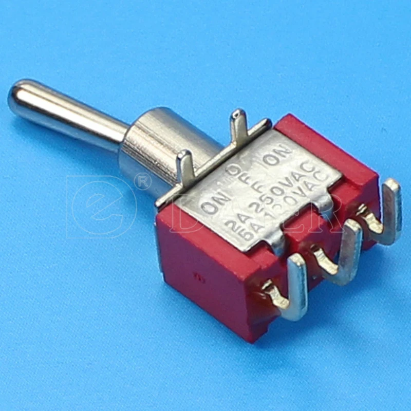 100 шт. 6A 125VAC 3A 250VAC красные тумблеры с короткой ручкой на 6 мм миниатюрный