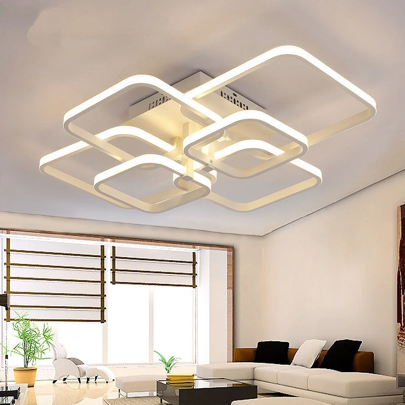 

Nordic Rectangle Acrylic Aluminum Modern Led ceiling chandleer for living room bedroom kitchen lighting White Ceiling Fixtures