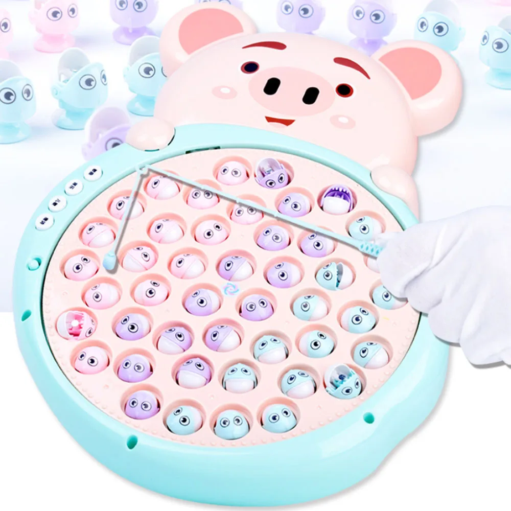 

Electric Rotating Fishing Game Magnetic Outdoor Sports Toys Cute Pig Fishing Toys Children Educational Toys Musical Gifts