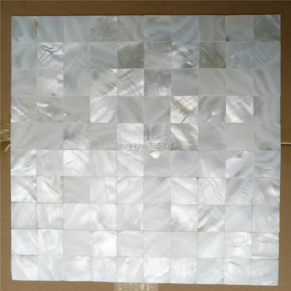 

Natural white freshwater shell mother of pearl mosaic tile for kitchen backsplash and bathroom wall tile square pattern qch193