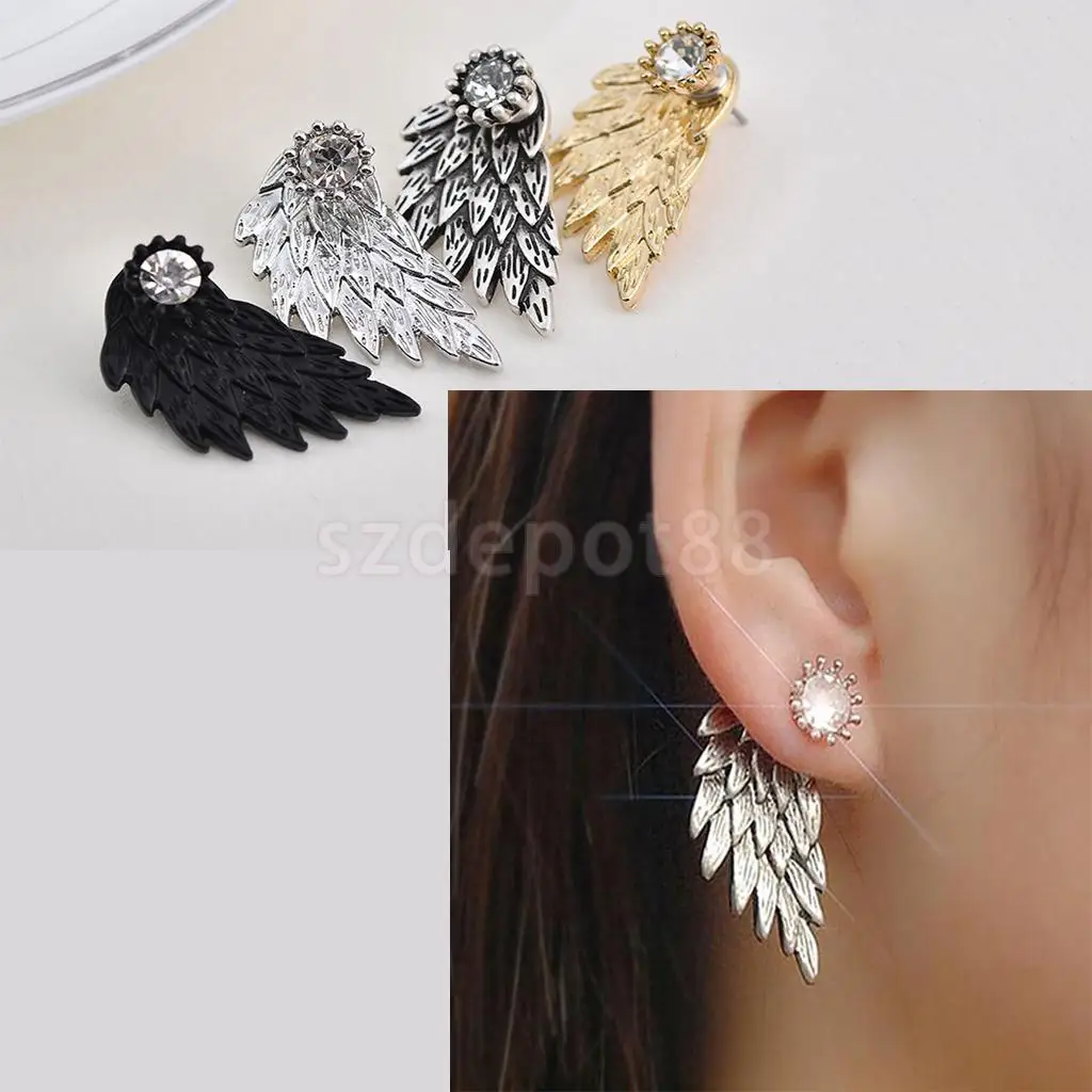 

2018 Hot sale Fashion style Punk Women's Cool Jewelry Angel Wings Rhinestone Drop arrings