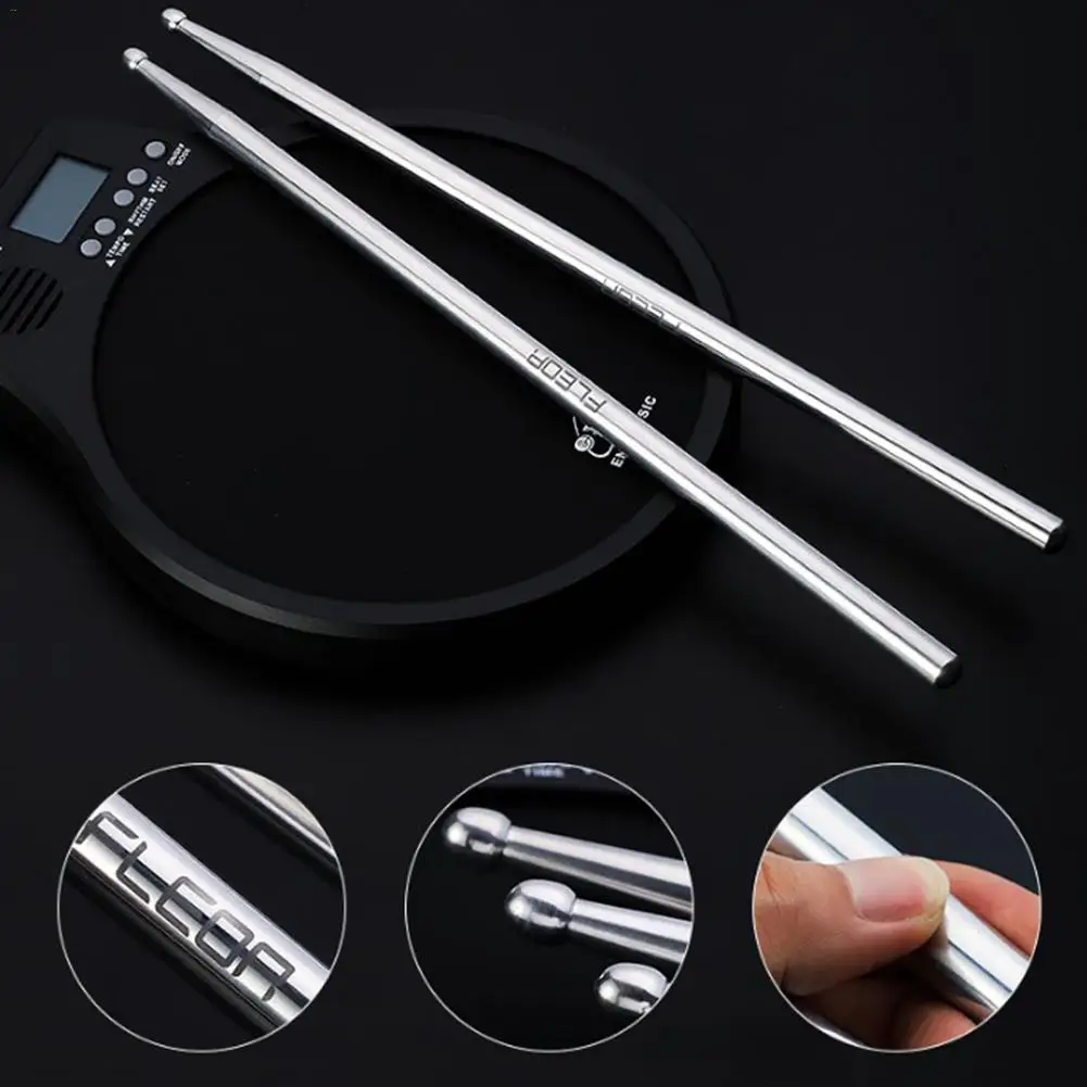 

1 Pair Metal Pad Drum Sticks Aluminium Drumsticks Practice Drum Sticks
