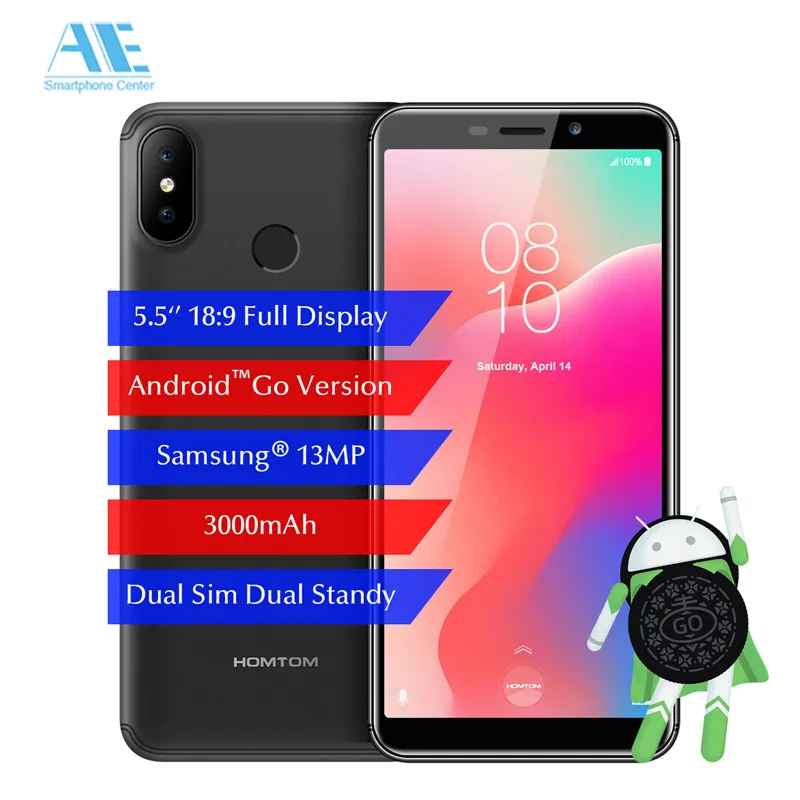 HOMTOM C1 5 '✘:9 1GB 16GB мобильный телефон Android GO 3000mAh SW 13MP камера отпечаток пальца ID Dual