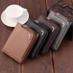 1 шт. мужской кошелек-сумочка короткие дизайн из искусственной кожи молния Винтаж для денежные карты монета Best продажи-WT