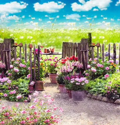 Фотофоны на заказ из виниловой ткани с изображением Феи цветов двора голубого