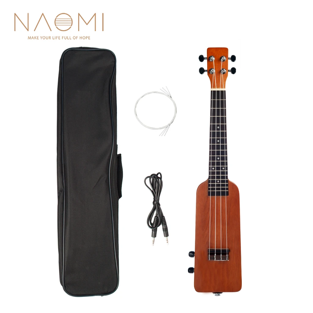 

NAOMI 23" Okoume Electric Ukulele Ukelele Uke Kit W/Gig Bag 3.5mm Audio Cable Silent Electric Ukulele Concert Uke SET Natrual