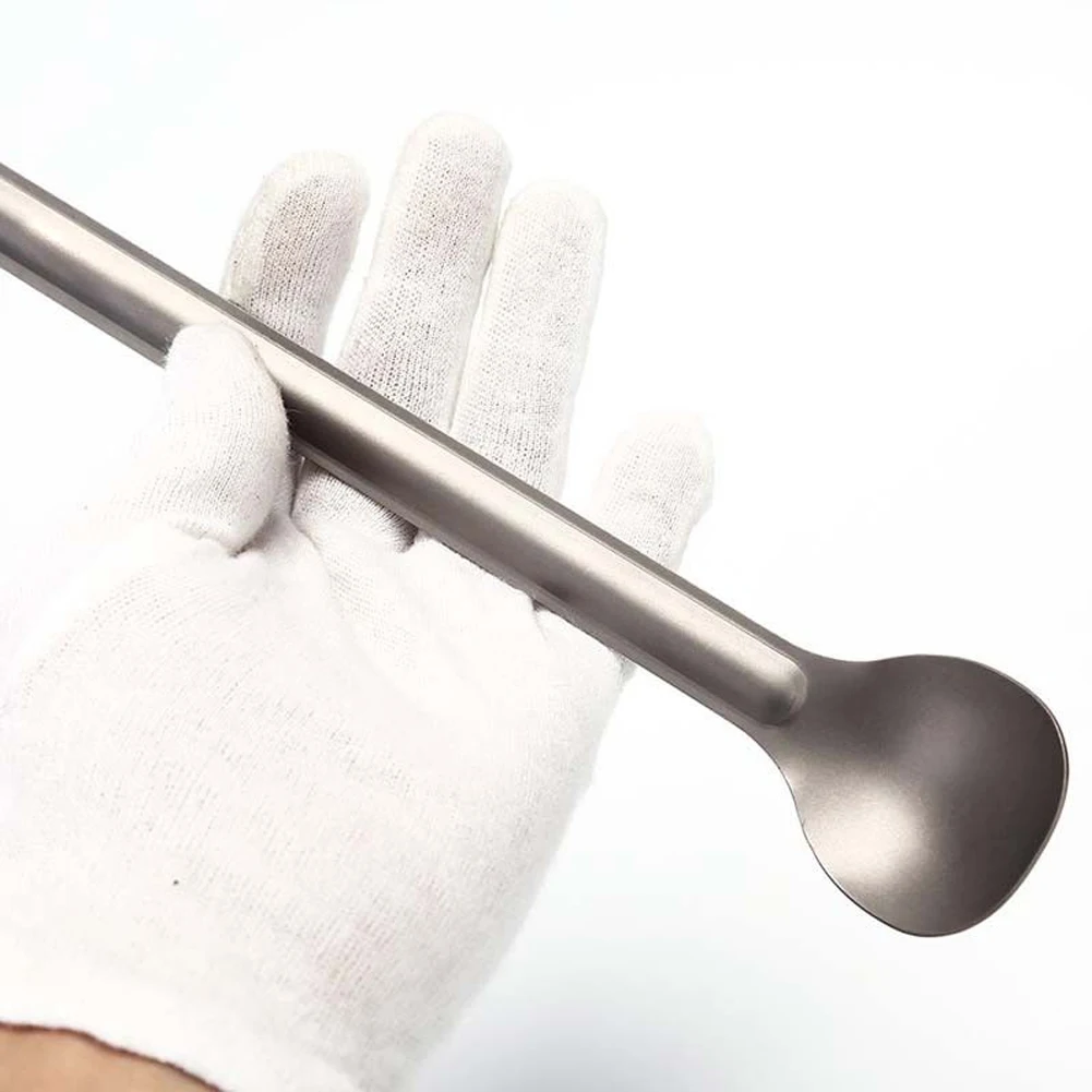 Ручка для столовой посуды ложка плоские принадлежности Открытый Кемпинг длинный портативный титановая сталь кухня Пикник дополнение экологически чистые