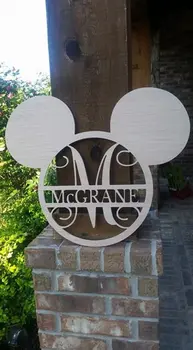

mouse door hanger, mouse monogram door hanger, unfinished mouse door hanger