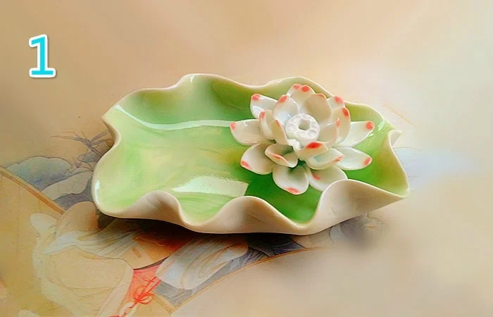 Керамический маятник лотоса благовония стол аромат лотоса в палка для искусства insence Будды горелки - Цвет: Светло-зеленый
