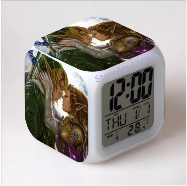 Легенда о Zelda Световой будильник часы Пластик игрушки для детей светодиодный цифровой будильник Reloj Despertador Infantil - Цвет: Светло-серый
