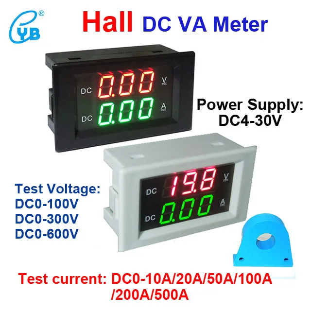 

YB4835HVA DC Digital Voltmeter Ammeter DC 0-100V600V Hall LED Digital Display Voltage Current Dual Meters Tester Volt Amp Tester