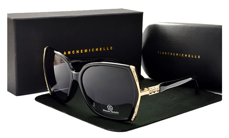 Blanche Michelle High Quality Oversized Polarized Sunglasses Women UV400 oculos de sol Gradient Driving Sun Glasses With Box big sunglasses for women