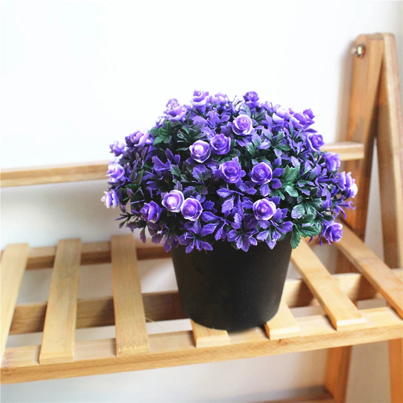 UK Artificial Flower Plant Home Decoration Lovely Potted Bonsai Flowers Decor Y1