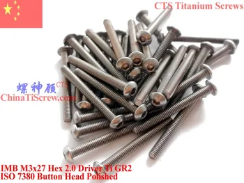 

Titanium screw M3x27 ISO 7380 Button Head Hex 2.0 Driver Ti GR2 25 pcs Polished