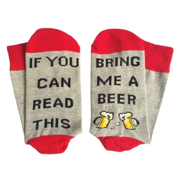 

2 Socks Funny Cotton Crew Socks If You Can Read This Bring Me Beer Warm Women Men Funny Xmas Socks Bring Me a Pizza Wine Donut