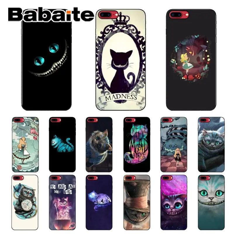 Мягкий силиконовый черный чехол для телефона Babaite Alice in Wonderland с Чеширским котом