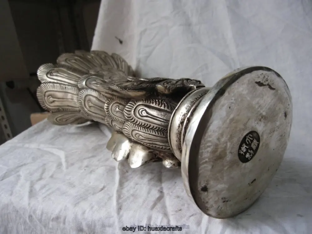 

100% China's Tibet bronze statue of Buddha Silver Buddha Phoenix Pot item