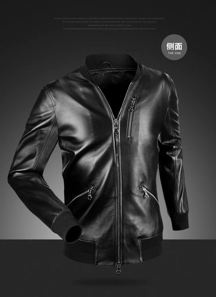 genuine leather coats & jackets with hood Free shipping,mens classic baseball leather Jacket,quality genuine sheepskin coat.thin soft black men jackets.fashion sales men's genuine leather trench coats