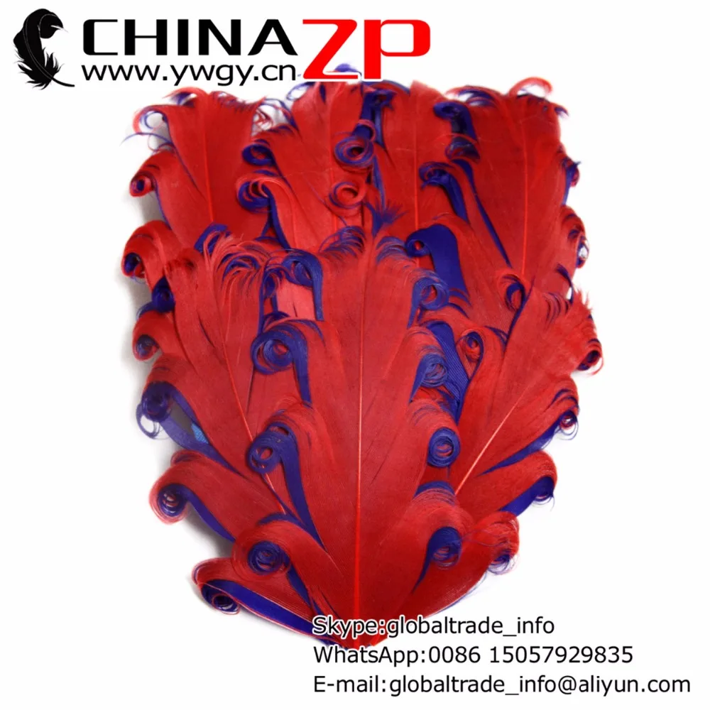 

CHINAZP Factory 50pcs/lot Cheap Red and Royal Fourth of July Inspired Curly DIY Nagorie Feather Pad for Headband