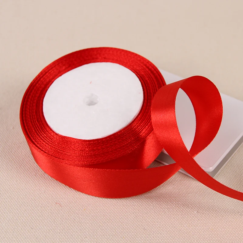 1 дюйм = 2,5 см 25 мм шелковый атлас ленты Свадьба Рождество Хеллоуин вечеринка в честь Дня рождения Подарочная коробка цветы упаковочные ленты Рубан - Цвет: Red