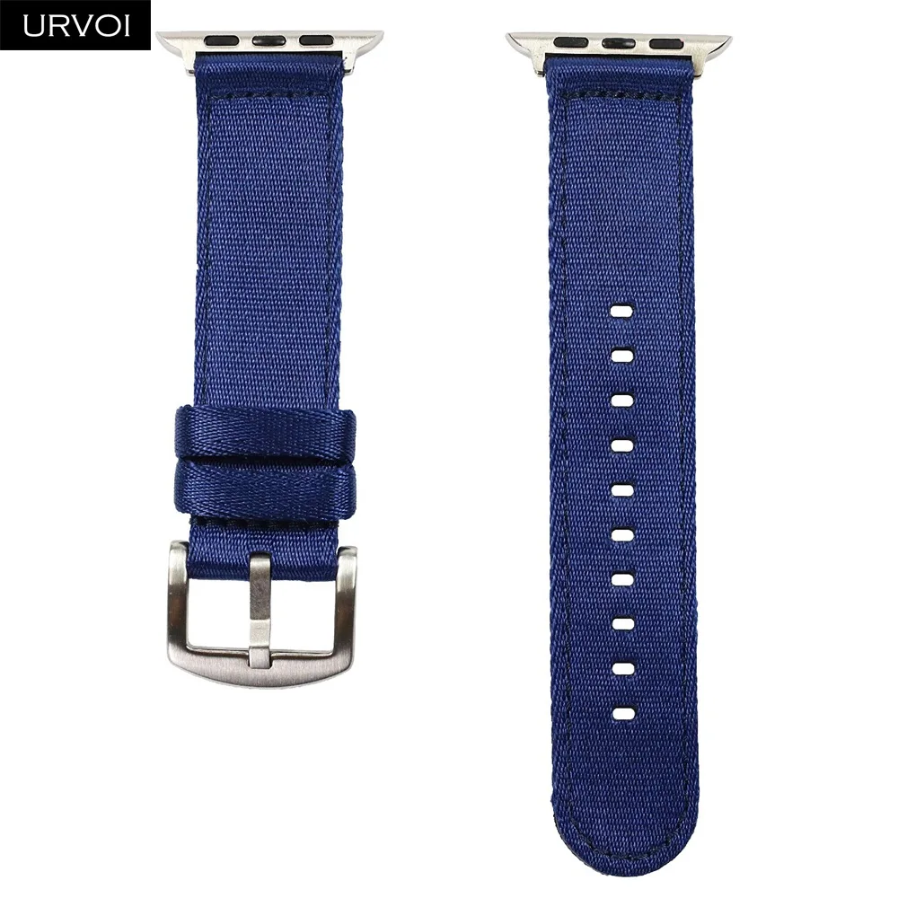URVOI нейлоновый ремешок для Apple Watch 5 4 3 2 1 полоса мягкая точность тканый для iwatch NATO дизайн с адаптерами Прочный Удобный - Цвет ремешка: Dark blue