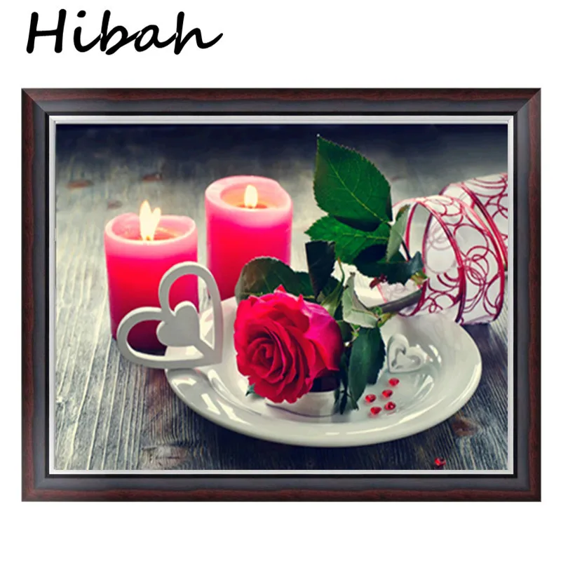 

Diamond Embroidered Rose Candle 5d diy Diamond Cross stitch Round Diamond Painting Mosaic Decorative Painting Gift
