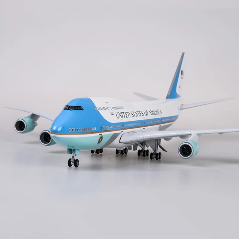 JIE 47CM Aircraft Model with LED Lights Toy Boeing 747 Air Force One Aircraft and Light 