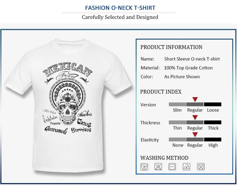 Mexican skull Tops Shirts High Quality O-Neck Summer Short Sleeve 100% Cotton Men's T-shirts 3D Printed Tee Shirt Mexican skull