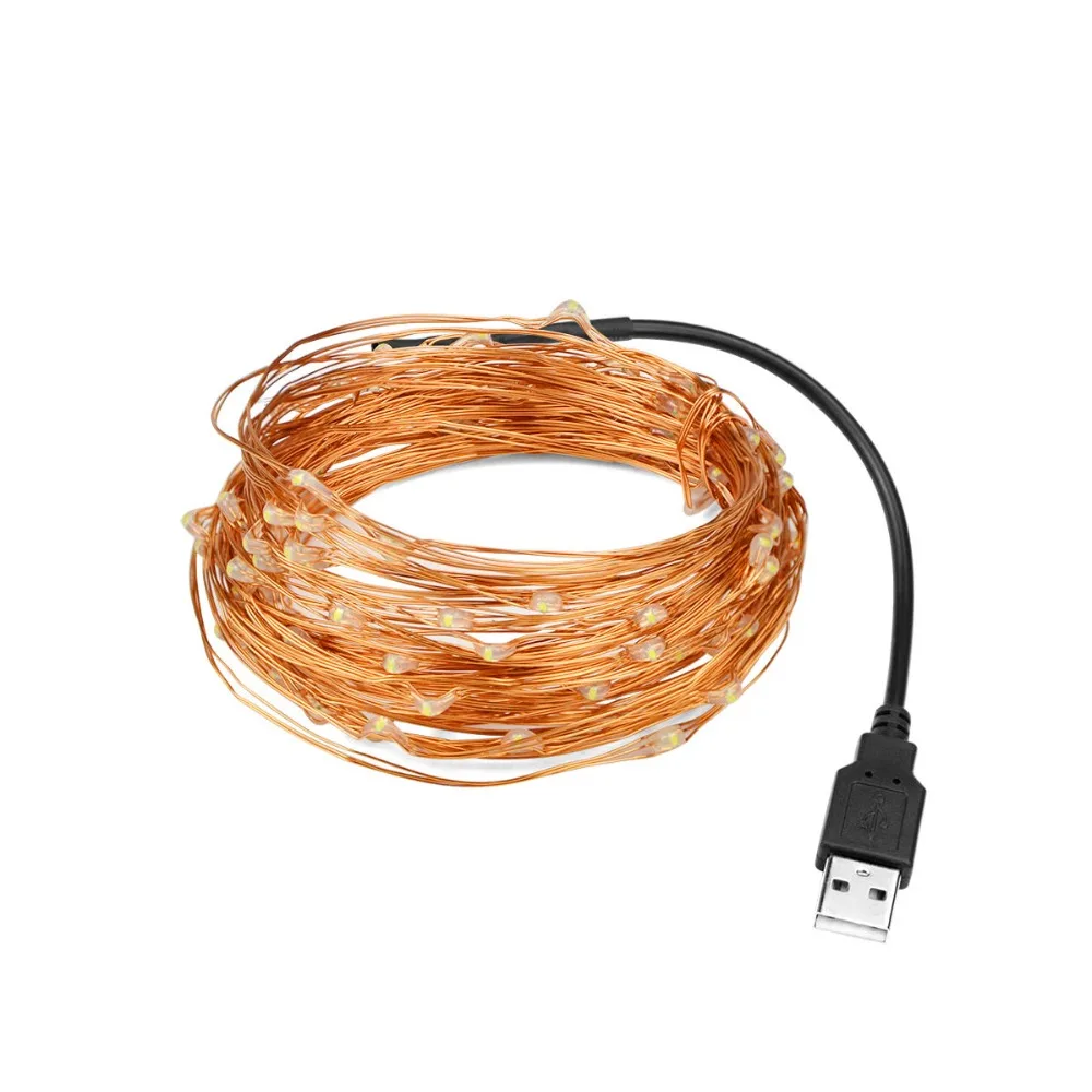 

50 100 leds Waterproof USB Led Fairy String Lights White/Warm White/Multi Color 5M 10M Copper Wire Holiday Decorative Lights