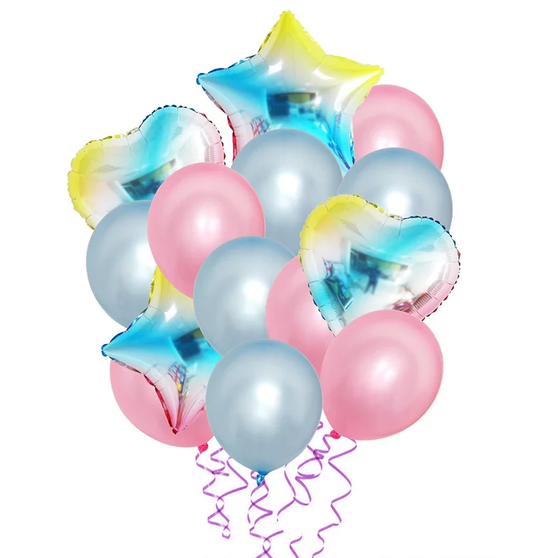 

15psc gradient color balloon 18 inch stars rainbow latex balloon birthday party wedding children's toys decorative supplies