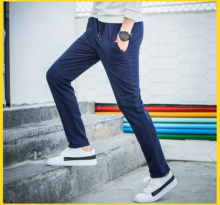 New Spring Knitted Cotton Pants Training Baseball Pants Men With Pocket Jogging Trousers Fitness Workout Running Sport Pants 4