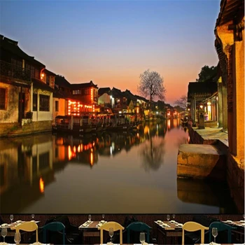 

beibehang New Chinese Retro papel de parede Jiangnan Town Mural Wallpaper 3D Home Decor Background wallpapers for living room
