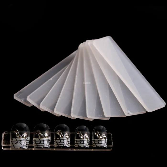 

10pcs Nail art acrylic strips transparent display nail display board stand