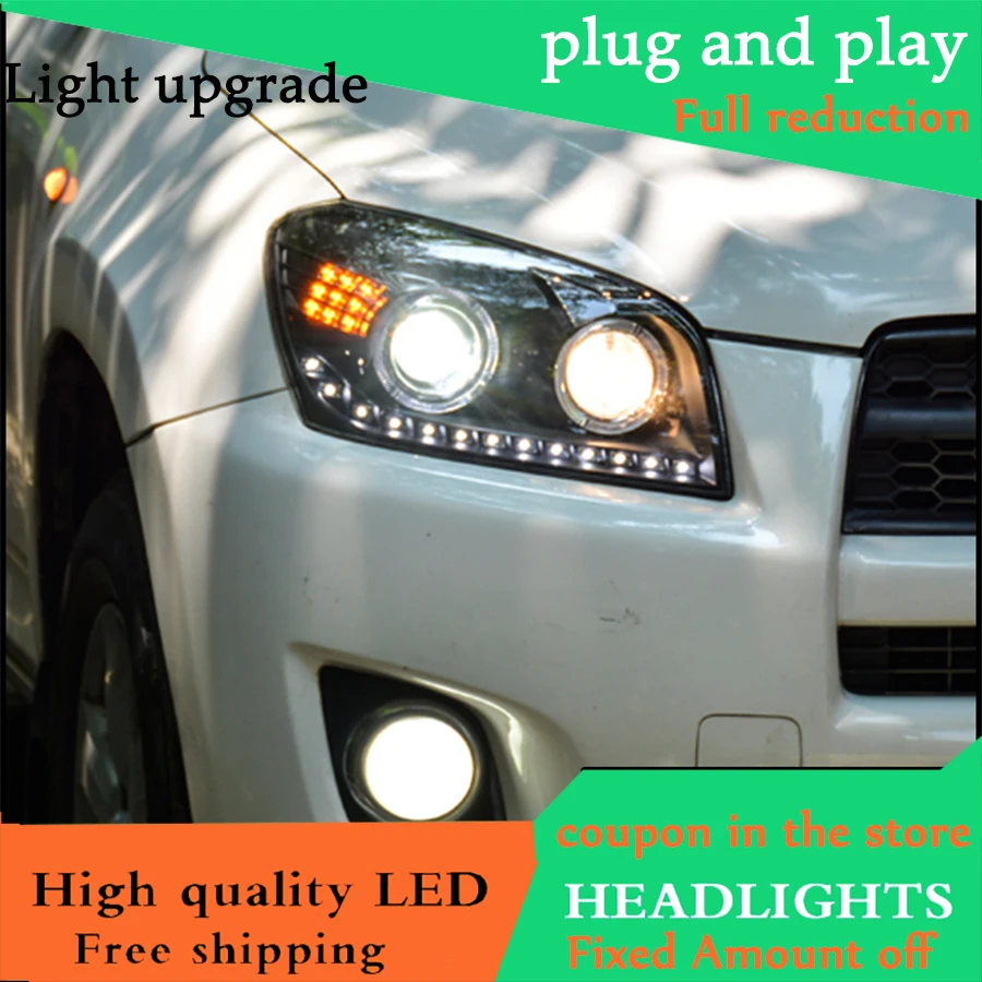 Стайлинга автомобилей чехол для Toyota RAV4 2009-2013 фары светодиодный фар DRL светодиодный фары линзы Ксеноновые turnlight Бег свет