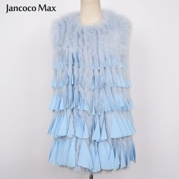 

New Arrival Women Fashion Style Real Fox Fur Gilets High Quality Fur Vest Luxury Floral Waistcoat Winter S7430