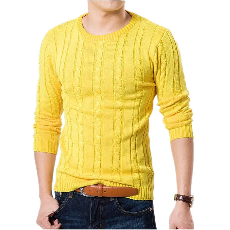 New Men Sweater Pure Color Pullover Mens Sweater Winter