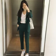 2018 Women’s Sets Fashion Slim Brand Formal Business Suit Long Sleeve Single Button Suit Solid Color Jacket Plus Size A3975