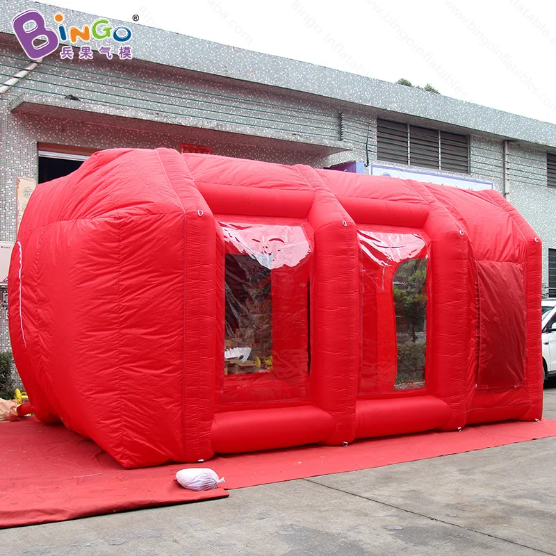  Customized 6X4X3.2 meters all-red inflatable spray booth painting cabin tent for motor or car maint
