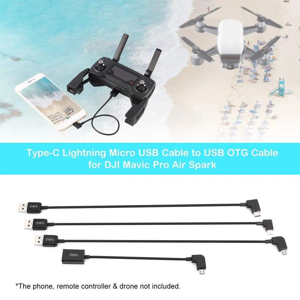 USB OTG кабель для type-C Lightning Micro USB кабель для передачи данных линии для DJI Mavic Pro Air Spark Дрон пульт дистанционного управления