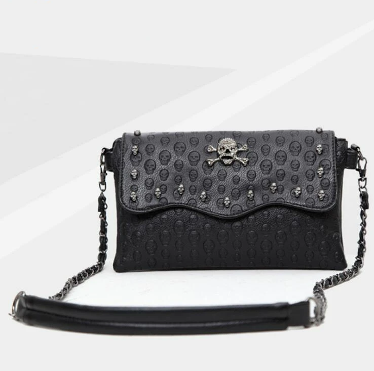 

112217 newhotstacy lady skull print shoulder bag female rivet bag