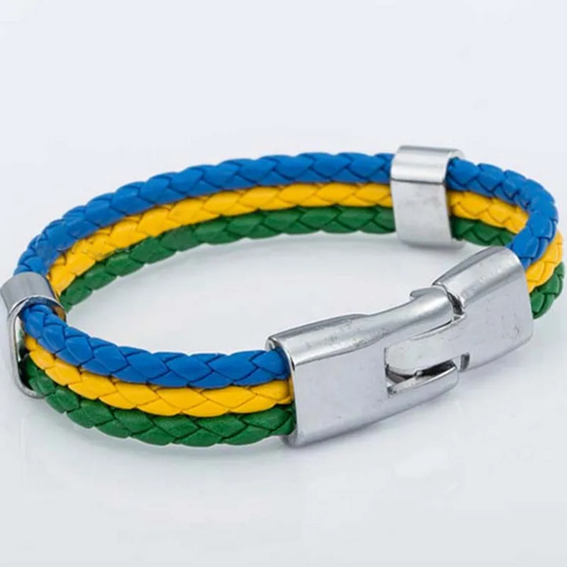 (10pcslot)2018 Russia World Cup Football Fans Alloy Leather Bracelet Bracelet Jewelry Gift For Soccer Fans National Team Bangle (7)