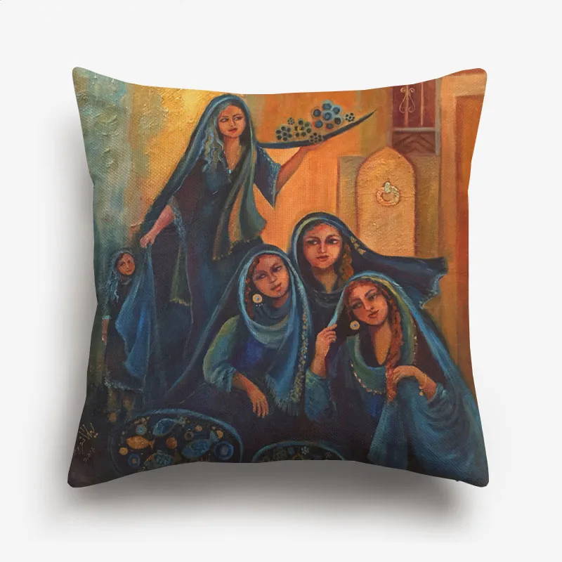 Арабские народные художественная подушка крышка картина маслом Восточная Исламская Архитектура мечеть культура искусство льняные наволочки наволочка