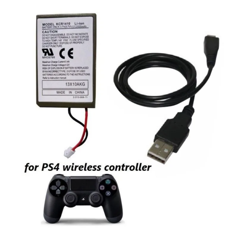 

1PCS 2000 mAh Wireless Rechargeable Battery and USB Charger Cable for Sony PS4 Gamepad Wireless Controller
