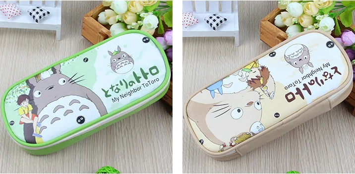 1 шт Kawaii четыре Цвет Totoro школьный пенал большой карандаш сумка из искусственной кожи для детей Студент Ручка коробки канцелярские