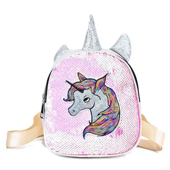 

Fashion Women Sequins Backpack Cute Unicorn Schoolbag For Teenage Student Satchel Female mochila
