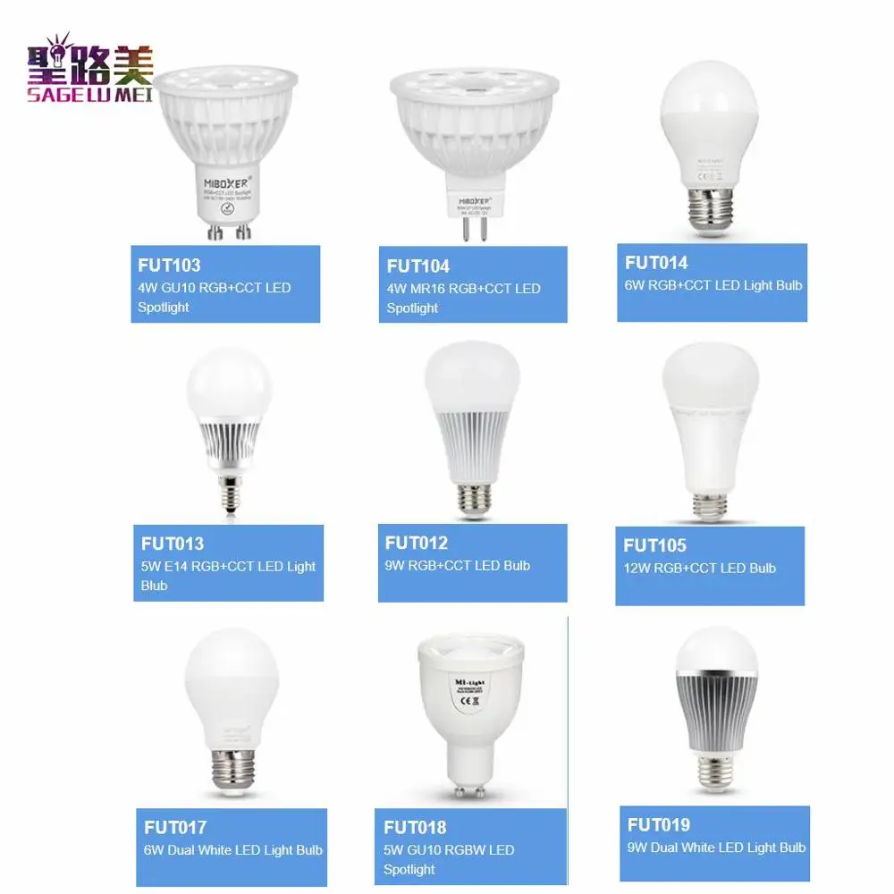 

E27 E14 GU10 MR16 FUT103 104 105 011 012 013 014 017 018 019 4W 5W 6W 9W 12W RGB+CCT RGBW LED Light Bulb Dual White Spotlight