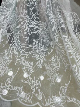 

high class French Lace Fabric LJY-42206 Hot Sale Nigerian Lace Fabric with sequins