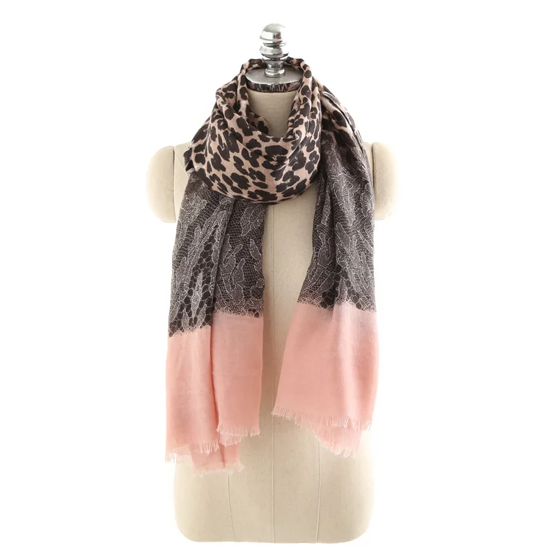 

Luxury brand designer Leopard scarf women ladies office neck scarves red blue light Bufanda female vintage accessories splice